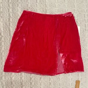 Hot pink velvet mini skirt reformation with slit